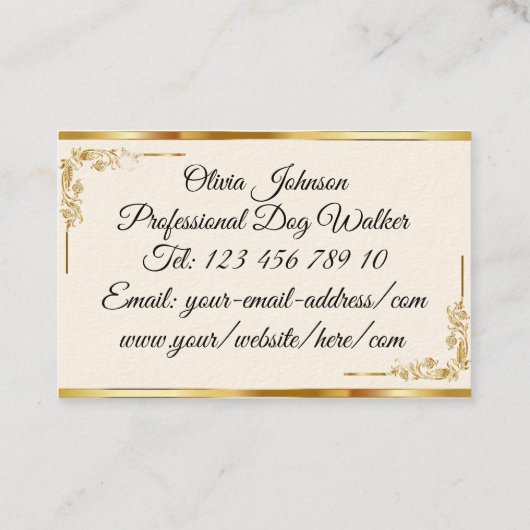 Gold Beruflich Elegante Moderne Script Caligraphy Visitenkarte (Rückseite)