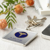 Gold Beruflich Medical Blue Caduceus Schlüsselanhänger (Seite)