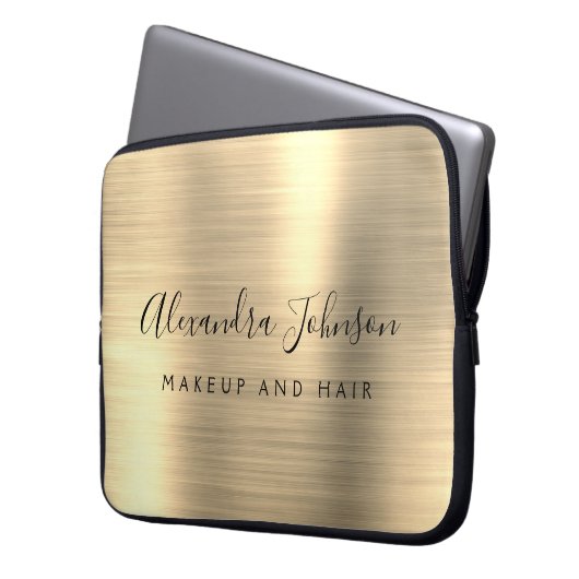 Gold-Beruflich-Metallic-Monogram-Geschäft Laptopschutzhülle (Vorderseite Links)