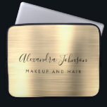 Gold-Beruflich-Metallic-Monogram-Geschäft Laptopschutzhülle<br><div class="desc">Moderne Gold Girly Make up und Hair Beauty Salon Imitate Metallic rostfrei elegante Monogram Werbeplakette oder Sleeve Werbe-Case (Promo). Dieses klassische berufliche Business-Computergehäuse kann so angepasst werden,  dass es Ihren mit Monogramm Skriptsignaturnamen und Ihren Beruf oder Ihre Position als Jobtitel enthält.</div>