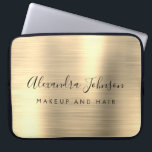 Gold-Beruflich-Metallic-Monogram-Geschäft Laptopschutzhülle<br><div class="desc">Moderne Gold Girly Make up und Hair Beauty Salon Imitats Metallic rostfrei elegante Monogram Werbeplakette oder Sleeve Werbe-Case (Promo). Dieses klassische berufliche Business-Computergehäuse kann so angepasst werden,  dass es Ihren mit Monogramm Skriptsignaturnamen und Ihren Beruf oder Ihre Position als Jobtitel enthält.</div>