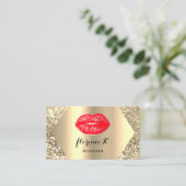 Gold Beruflich Permanent Makeup Artist Red Visitenkarte (Stehend Vorderseite)