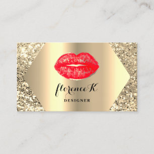Gold Beruflich Permanent Makeup Artist Red Visitenkarte