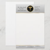 Gold Berufliche Medizin Caduceus - Stationery Briefpapier (Vorne/Hinten)