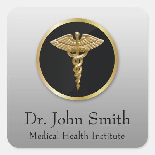 Gold Berufliche medizinische Caduceus - Aufkleber (Vorderseite)