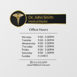 Gold Berufliche medizinische Caduceus Öffnungszeit Fensteraufkleber
