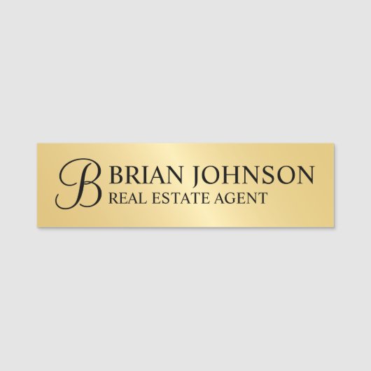 Gold Berufliche Personalisierte Monogramm und Name Namensschild (Vorderseite)