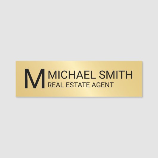 Gold Berufliche Personalisierte Monogramm und Name Namensschild (Vorderseite)