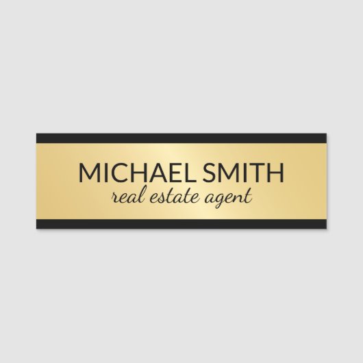 Gold Beruflicher Personalisierter Name Namensschild (Vorderseite)