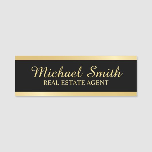 Gold Beruflicher Personalisierter Name Namensschild (Vorderseite)