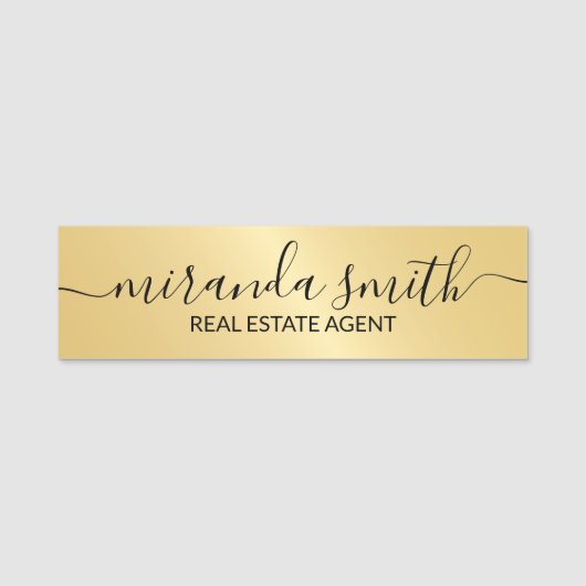 Gold Beruflicher Personalisierter Name Namensschild (Vorderseite)