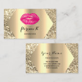 Gold Berufliches Permanentes Makeup Artist Pink Visitenkarte (Vorne/Hinten)