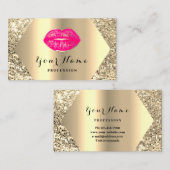 Gold Berufliches Permanentes Makeup Artist Pink Visitenkarte (Vorne/Hinten)