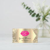 Gold Berufliches Permanentes Makeup Artist Pink Visitenkarte (Stehend Vorderseite)