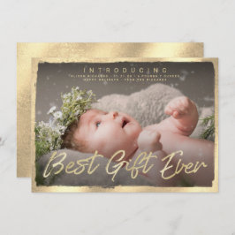 Gold Best Gift Ever Baby Foto Geburtserklärung Einladung
