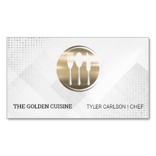 Gold Besteck Restaurant Kulinarische Catering Magnetische Visitenkarte