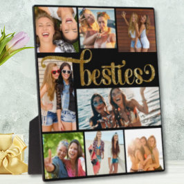 Gold Besties Foto Collage Trendy Script Schriftart Fotoplatte