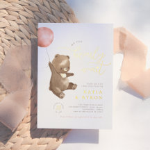 Gold Beyond Wait | Pink Balloon & Bear Baby Dusche