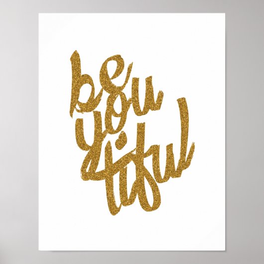 Gold "Beyoutiful" typografisches Poster (Vorne)