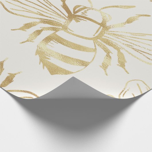 Gold Bienendesign auf Creme Background. Geschenkpapier (Ecke)