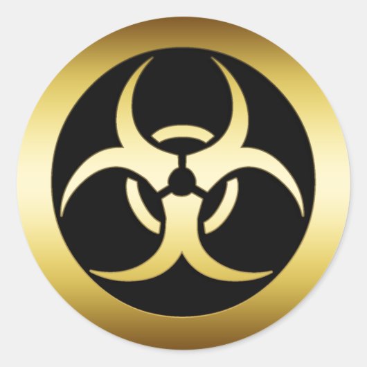 GOLD BIO-HARZARD SYMBOL RUNDER AUFKLEBER (Vorderseite)