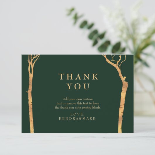 Gold Birch Tree Vielen Dank Karten (Stehend Vorderseite)