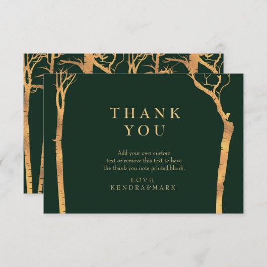 Gold Birch Tree Vielen Dank Karten (Vorne/Hinten)