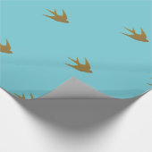 Gold Bird Print Geschenkpapier (Ecke)