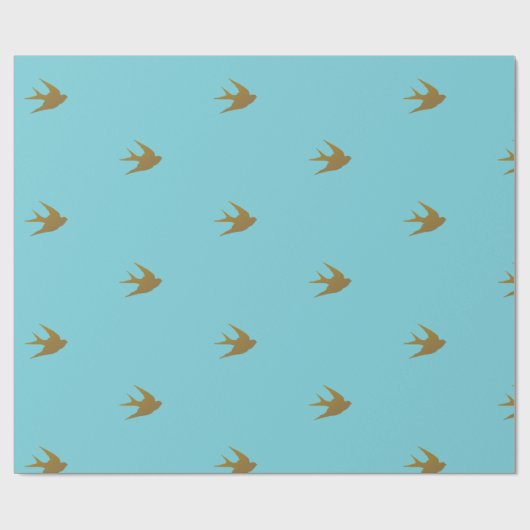 Gold Bird Print Geschenkpapier (Flach)