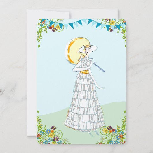 Gold Birdcage Bunting Garden Brautparty Einladung (Rückseite)