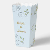 Gold Birds Blue Baby Dusche Geschenkschachtel (Rückseite)