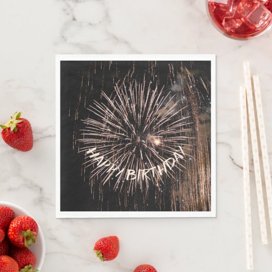 Gold Birthday Fireworks Serviette (Beispiel)