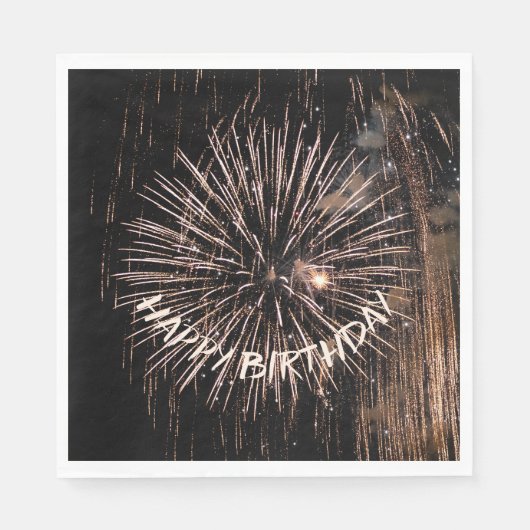 Gold Birthday Fireworks Serviette (Vorderseite)