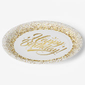 Gold Birthday Round Paper Plate Pappteller (Schrägansicht)
