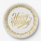 Gold Birthday Round Paper Plate Pappteller (Vorderseite)