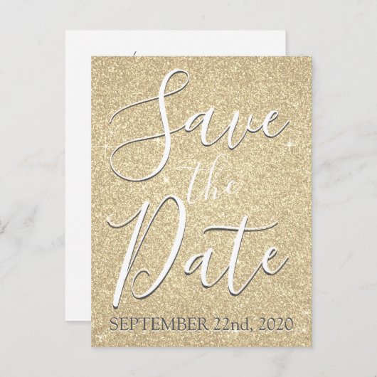 Gold Birthday Sparkle Glitzer Save the Date Ankündigungspostkarte (Vorne/Hinten)