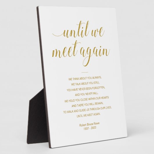 Gold bis wir wieder Gedächtnisgedicht mit Namen tr Fotoplatte (Seite)