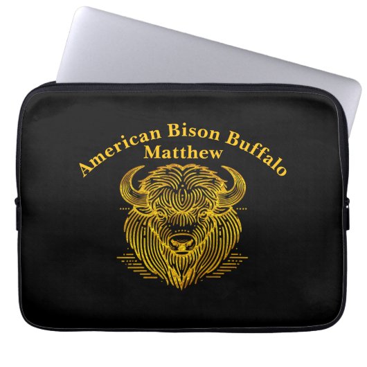 Gold Bison Buffalo Artwork mit aufwändigem Design Laptopschutzhülle (Vorderseite)