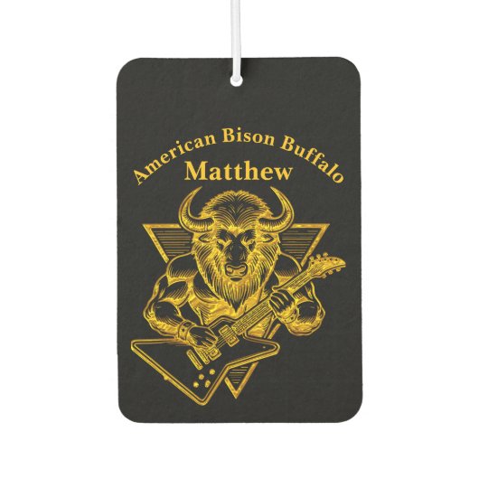 Gold Bison Buffalo Rocken auf Gitarre Autolufterfrischer (Vorderseite)