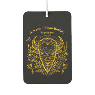 Gold Bison Illustration umgeben von Natur Autolufterfrischer