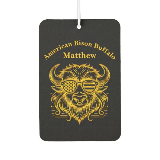 Gold Bison in Sonnenbrillen Illustration Autolufterfrischer (Vorderseite)