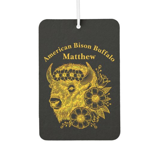 Gold-Bison mit Blume und Foliage Autolufterfrischer (Vorderseite)