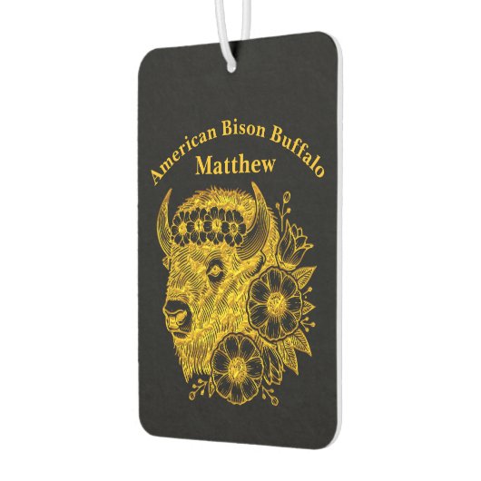 Gold-Bison mit Blume und Foliage Autolufterfrischer (Links)