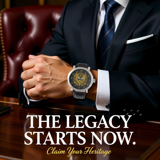 Gold-Bison mit Blumendesign Armbanduhr (Von Creator hochgeladen)