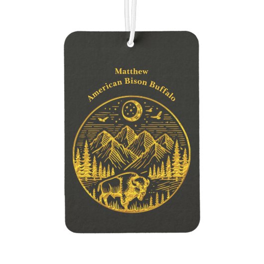 Gold Bison Roaming unter einem Mondlicht Autolufterfrischer (Rückseite)