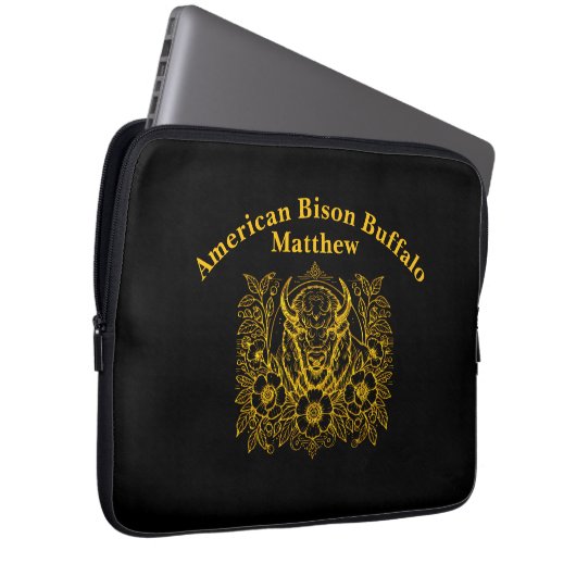 Gold Bison unter den Blume Laptopschutzhülle (Vorne Rechts)