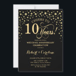 Gold Black 10 Jahre Jubiläumsfeier Einladung<br><div class="desc">Gold Black 10th Anniversary Celebration Einladung Elegantes Design mit Imitaten Glitzer Goldfolie. Enthält Skript-Schriftart und Konfetti-Diamanten. Feiert bis 10 Jahre! Kann angepasst werden,  um jedes Jahr der Ehe zu zeigen. Nachricht,  wenn Sie weitere Anpassungen benötigen.</div>