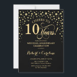 Gold Black 10 Jahre Jubiläumsfeier Einladung<br><div class="desc">Gold Black 10th Anniversary Celebration Einladung Elegantes Design mit Imitaten Glitzer Goldfolie. Enthält Skript-Schriftart und Konfetti-Diamanten. Feiert bis 10 Jahre! Kann angepasst werden,  um jedes Jahr der Ehe zu zeigen. Nachricht,  wenn Sie weitere Anpassungen benötigen.</div>