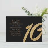 Gold Black 10 Tischnummer Hochzeitskarte (Stehend Vorderseite)