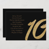 Gold Black 10 Tischnummer Hochzeitskarte (Vorne/Hinten)